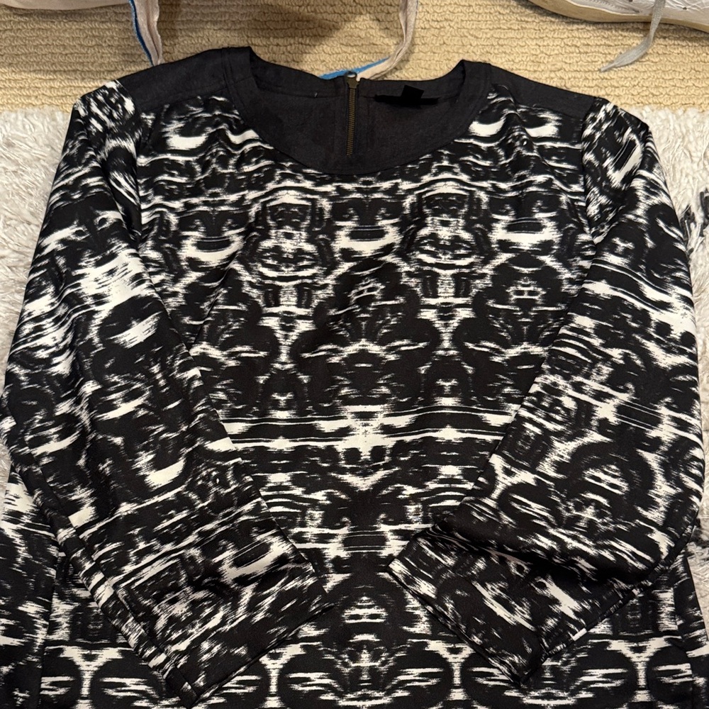 J. Crew Black and White Long Sleeve Dress